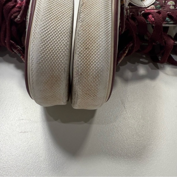 Vans Kids Floral High-Top Shoes - Burgundy and White - Picture 12 of 13